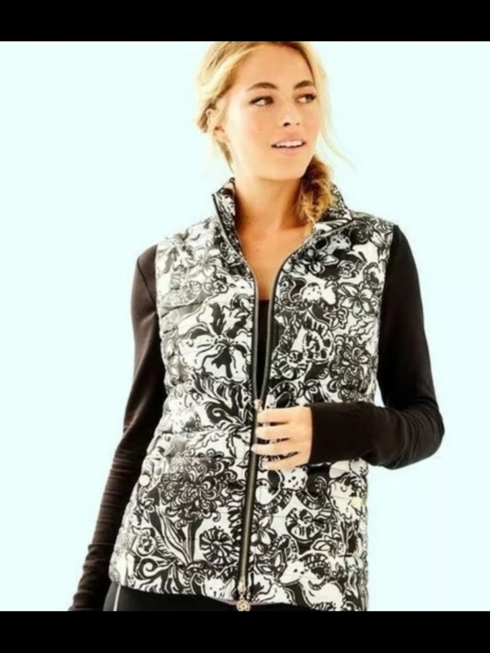 Lilly Pulitzer Women's Elyn Puffer Onyx With A Twist Vest Rare S